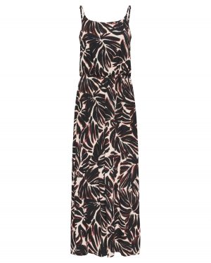 Robe longue ONLY Nova à bretelles - Imprimé Monstera Noir