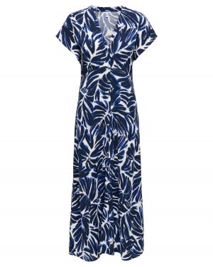 Robe longue ONLY Nova Mollie - Imprimé Monstera Bleu Nuit