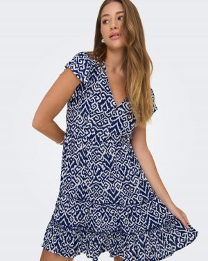 Robe courte ONLY Claudette - Imprimé Bleu Ombre