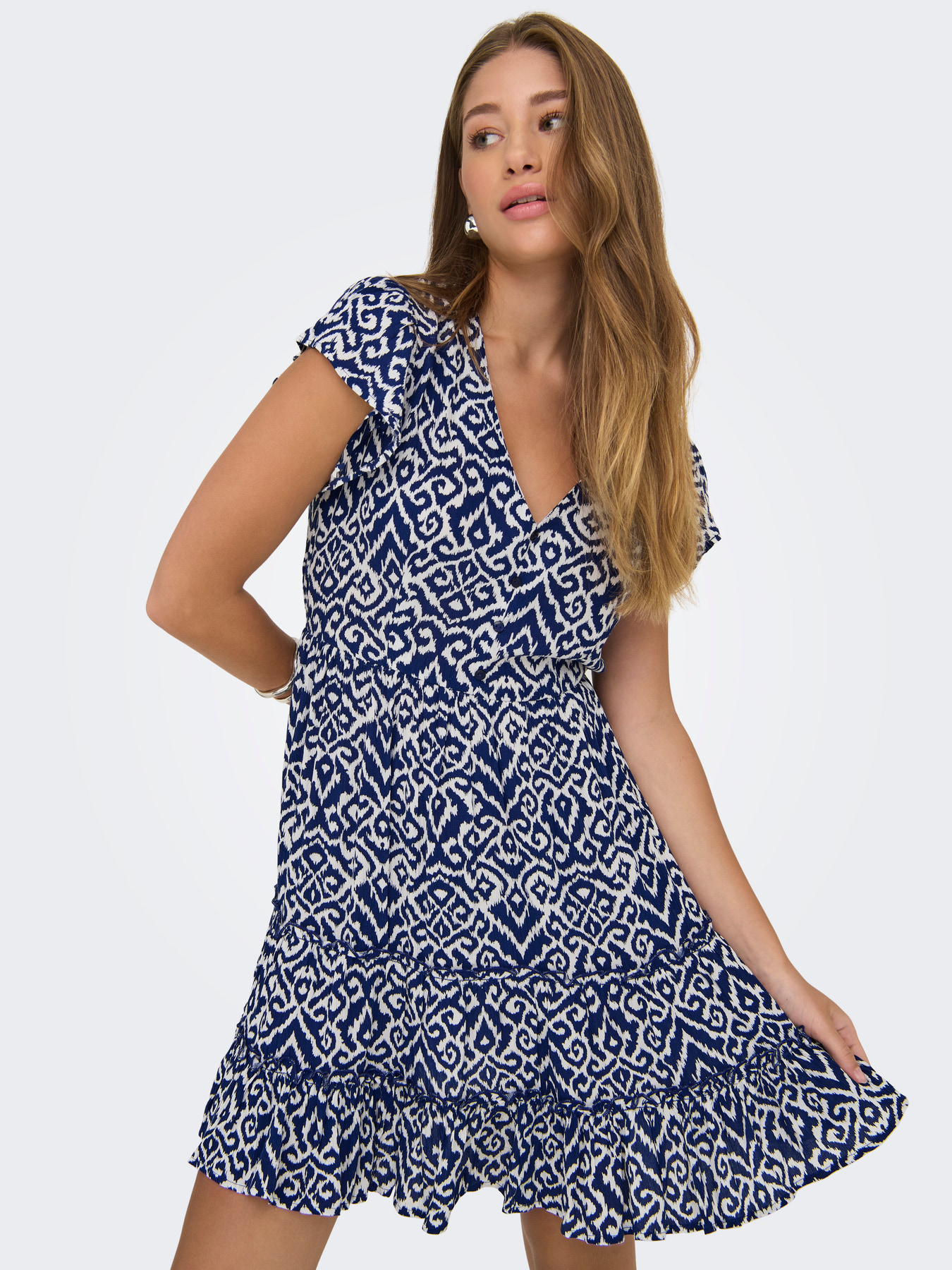 Robe courte ONLY Claudette - Imprimé Bleu Ombre