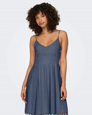 Robe courte ONLY Helena en dentelle - Bleu Indigo