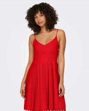 Robe courte ONLY Helena en dentelle - Rouge