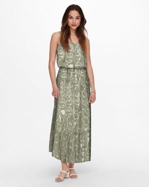 Robe longue ONLY Nova à bretelles - Imprimé Hawaii Gris