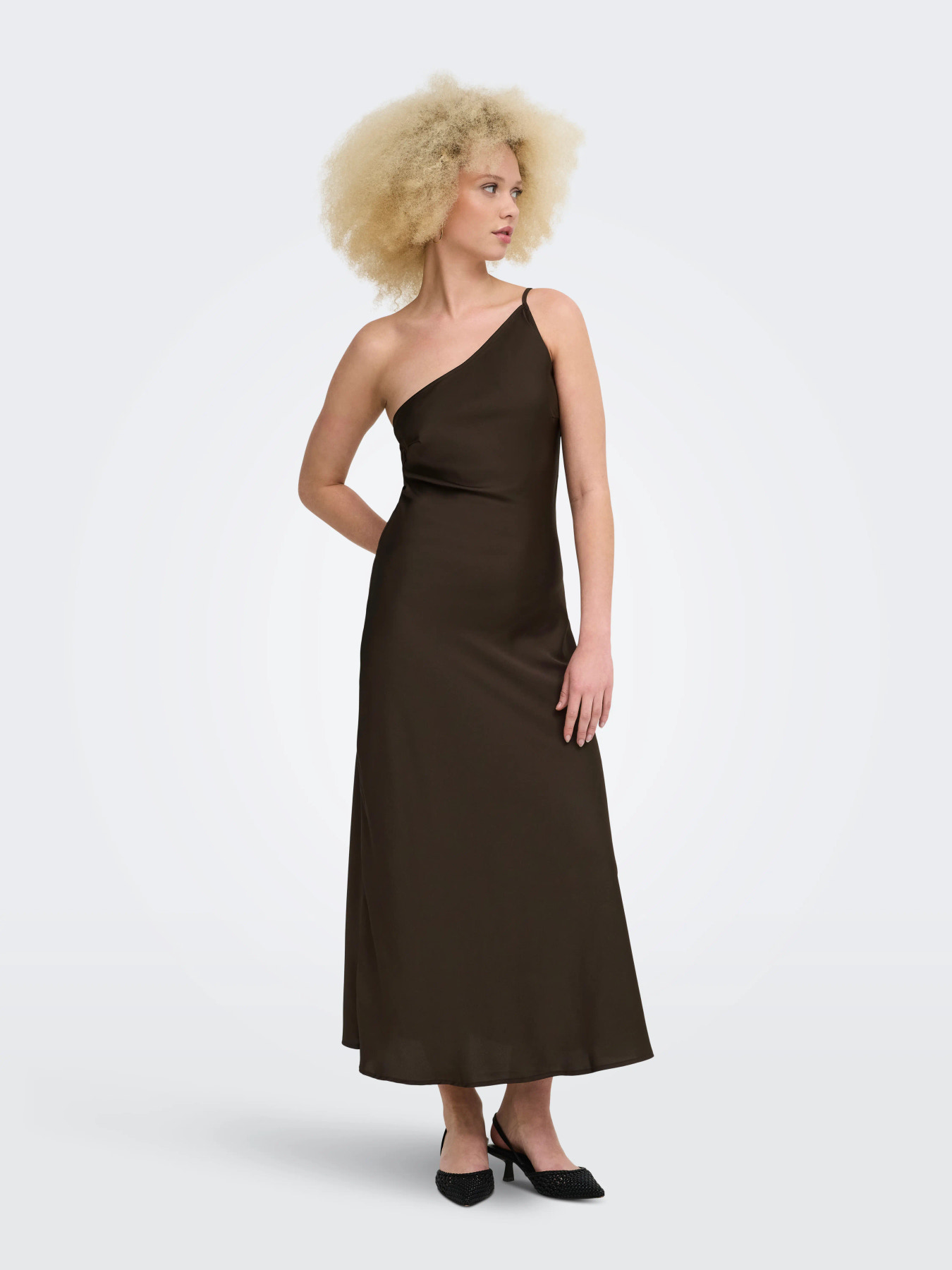 Robe longue ONLY Skye asymétrique - Marron Chocolat