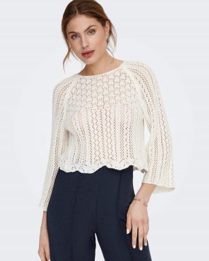 Nola 3/4 pullover knt - Blanc - Only