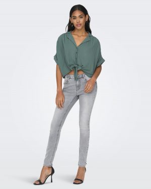 Paula life s/s tie shirt wvn - Vert balsam - Only