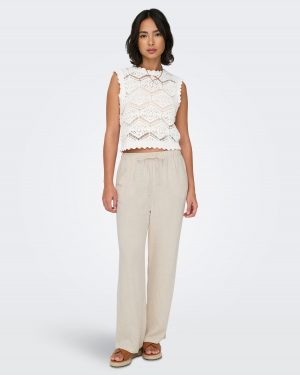 Siesta mw pull-up linen bl pnt - Beige clair - Only