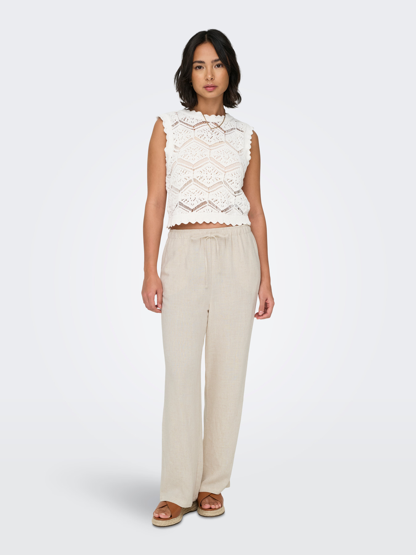 Siesta mw pull-up linen bl pnt - Beige clair - Only