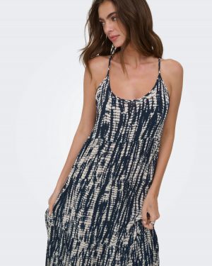 Matea life strap long dress wvn - Bleu nuit imprimé Matéa - Only