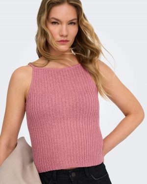 Miami sl strap top cc knt - Rose poudré - Only
