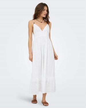 Arina strap v long dress - Blanc - Only