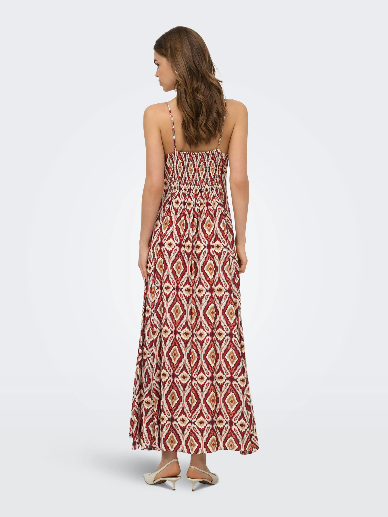 Stacy mikasi long strap dress wvn - Rouge brique imprimé géométrique - Only – Image 3