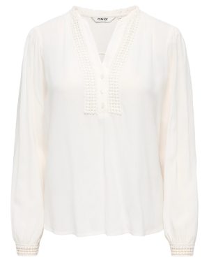 Blouse col V à crochet Nola Nicki ONLY – Blanc cassé