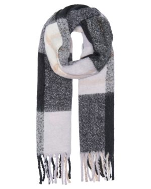 Écharpe à carreaux scintillante Ellie ONLY – Carreaux noir et gris