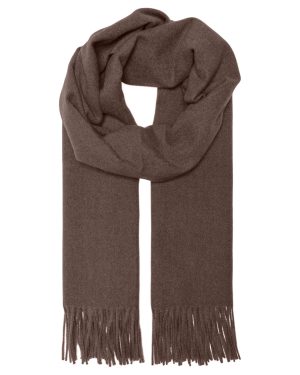 Écharpe douce à franges Astrid ONLY – Marron chiné