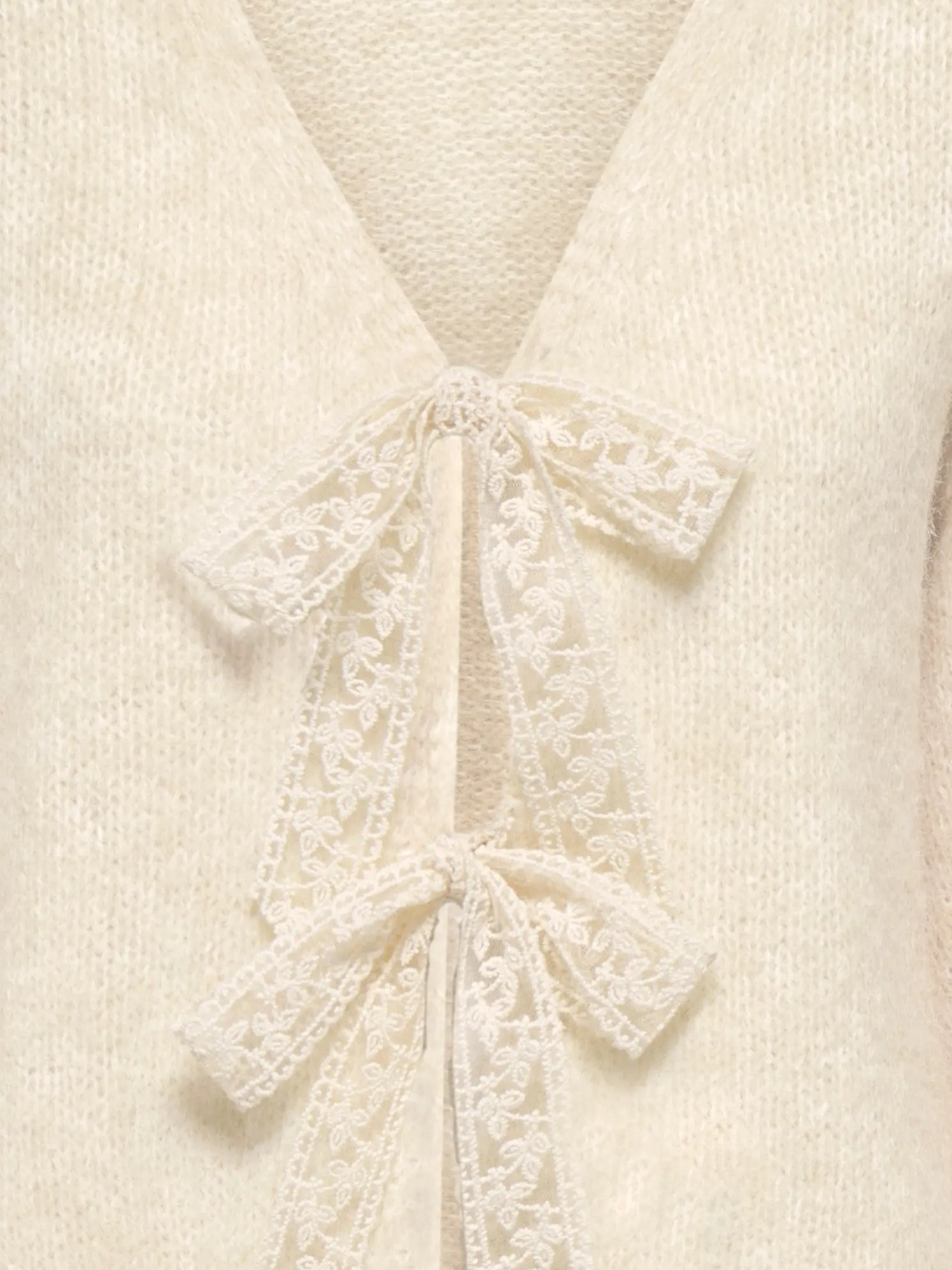 Gilet en maille à nœuds Nellie ONLY – Écru chiné – Image 3