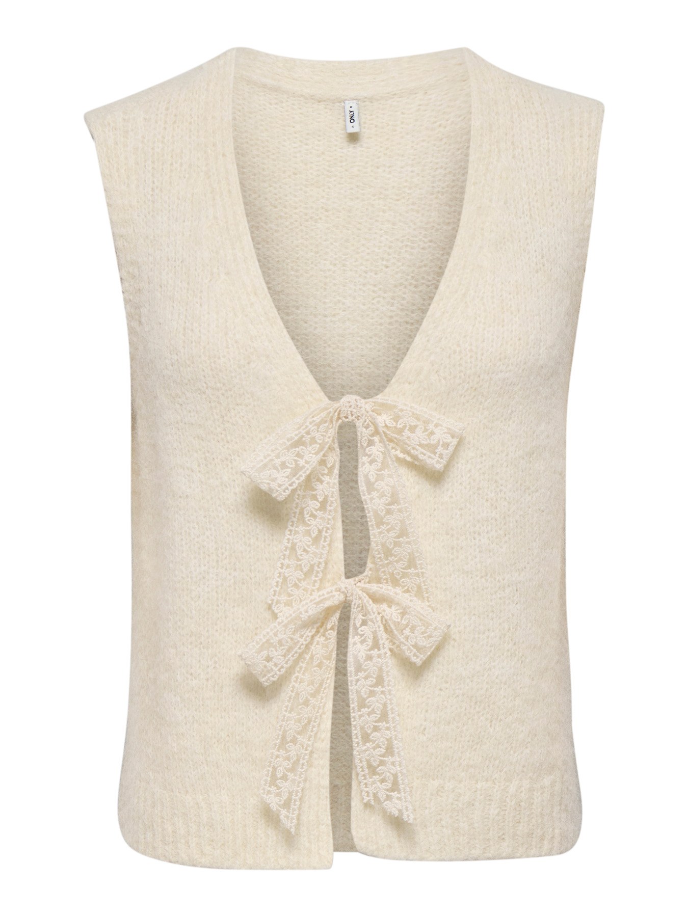 Gilet sans manches en maille à nœuds Nellie ONLY – Écru chiné