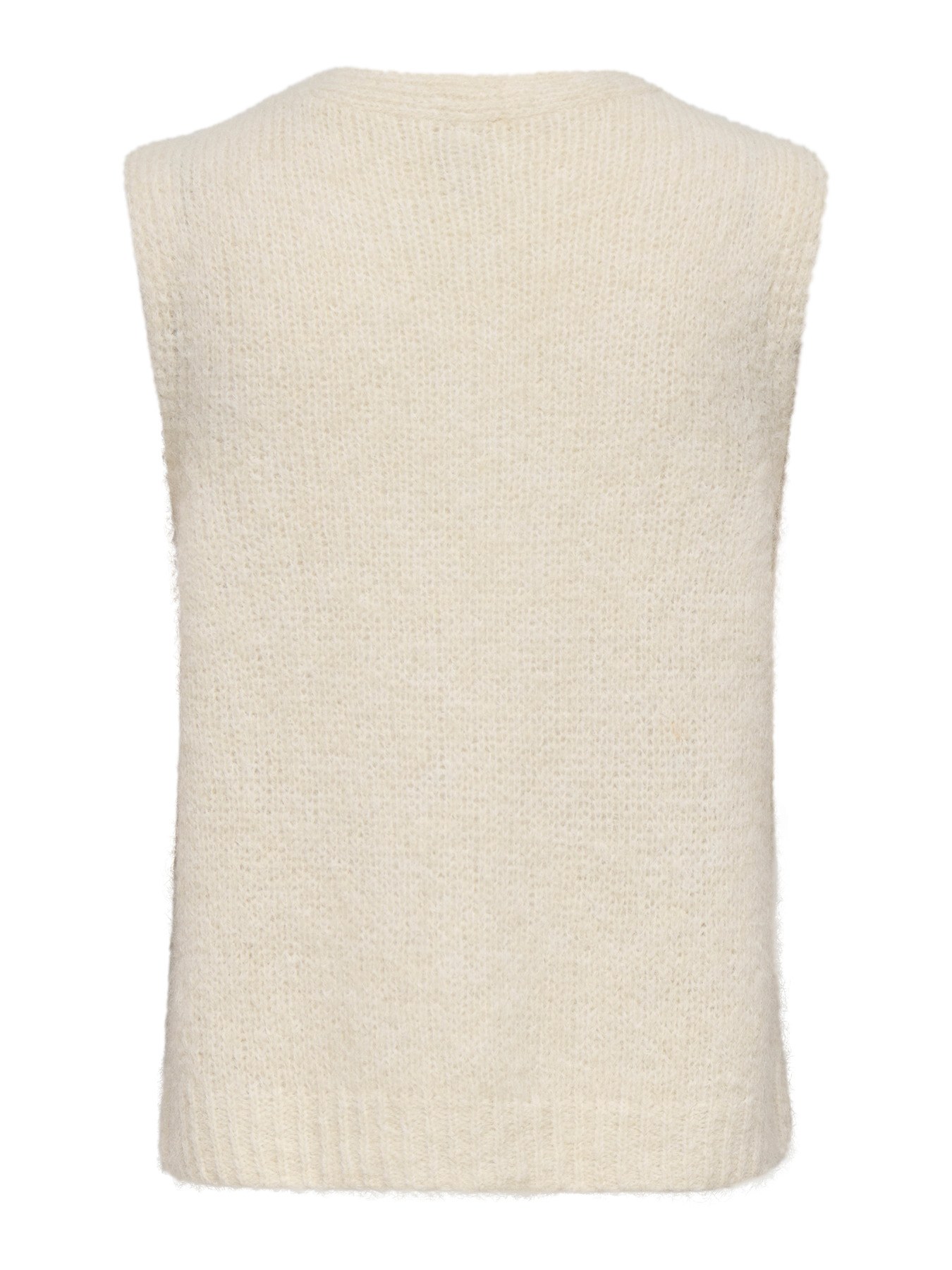 Gilet sans manches en maille à nœuds Nellie ONLY – Écru chiné – Image 2