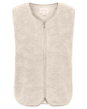 Gilet sans manches teddy zippé Baby Teddy ONLY – Écru