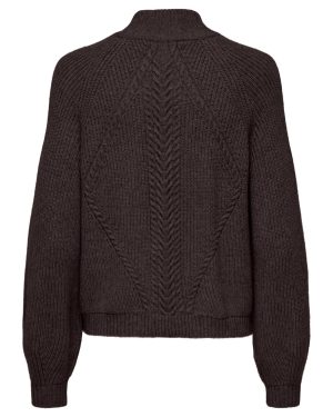 Pull torsadé col montant Katia ONLY – Chocolat chiné