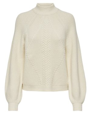 Pull torsadé col montant Katia ONLY – Écru chiné