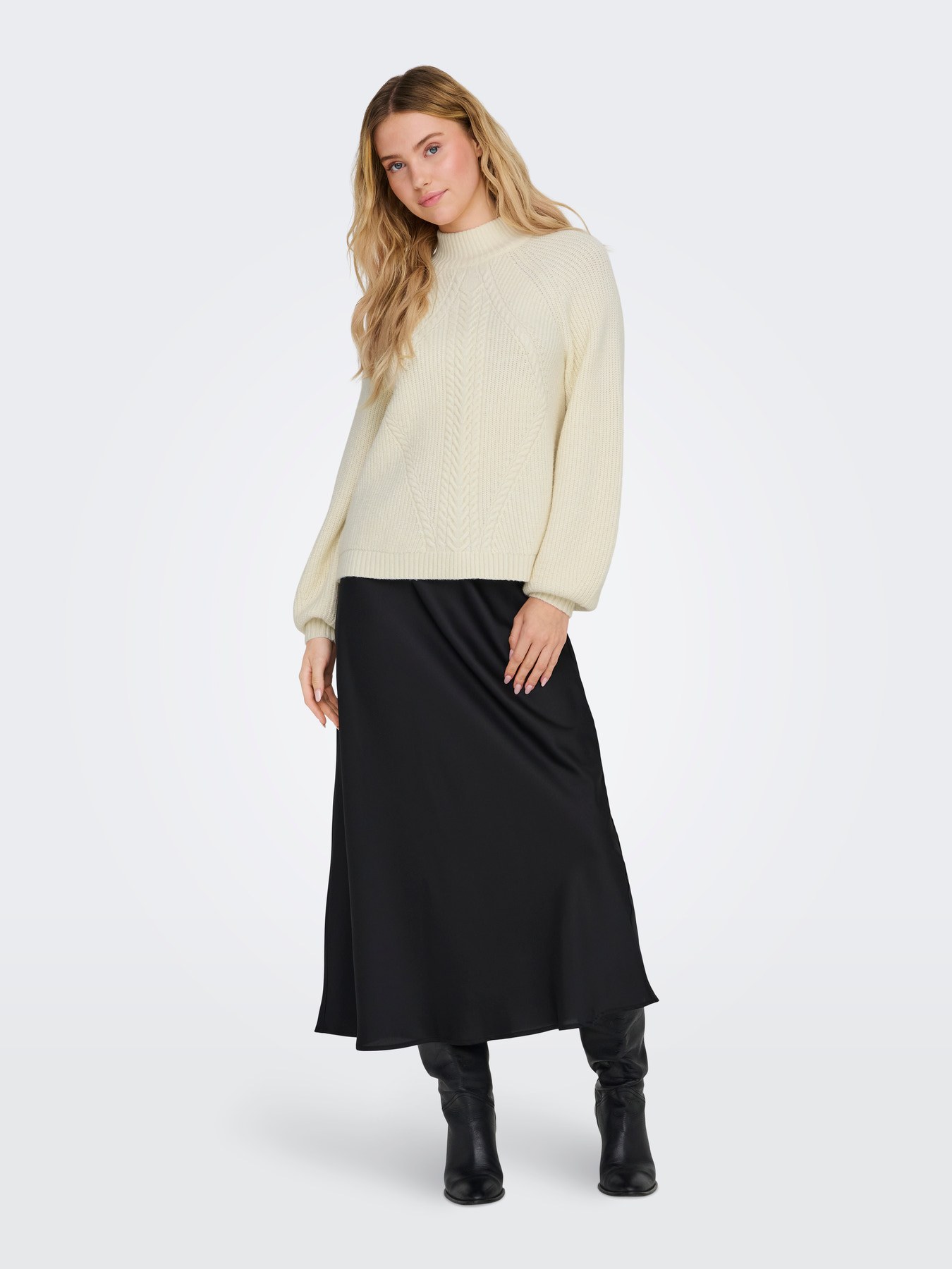 Pull torsadé col montant Katia ONLY – Écru chiné – Image 5