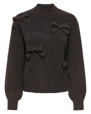 Pull à nœuds col montant Lisa ONLY – Marron