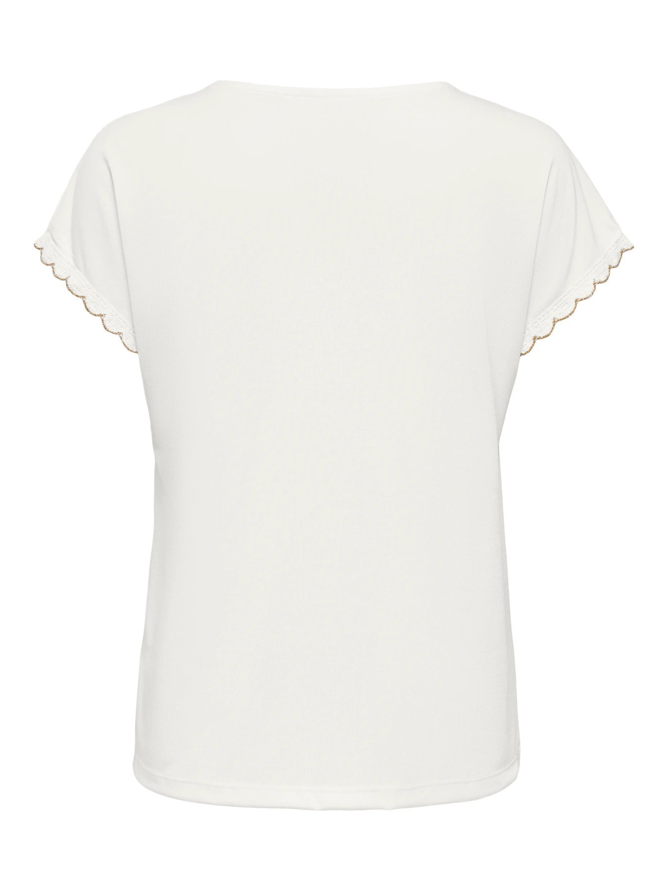T-shirt col V lurex Lea ONLY – Blanc cassé lurex doré – Image 2