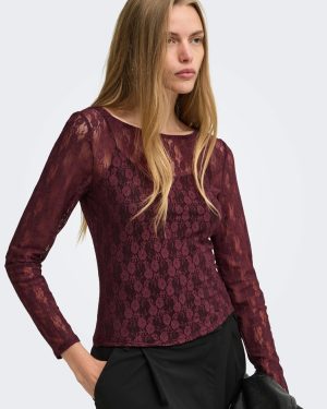Top en dentelle Nikita ONLY – Bordeaux chocolat