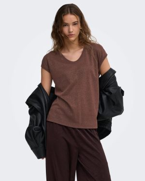 Top pailleté lurex Silvery – Marron lurex