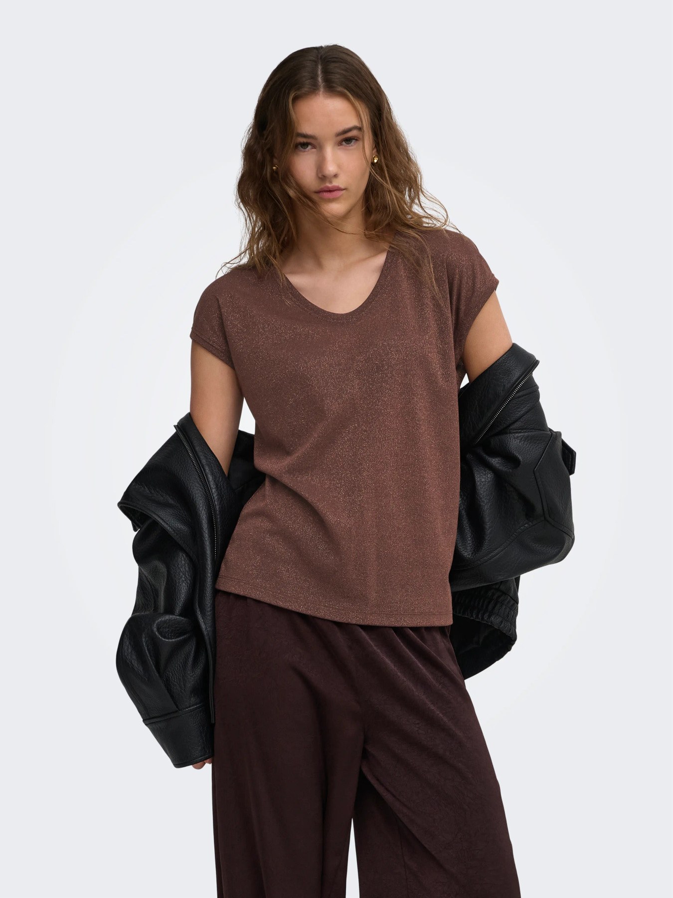 Top pailleté lurex Silvery ONLY – Acajou lurex – Image 3