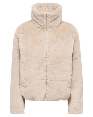 Veste courte en fausse fourrure Wanja ONLY – Beige clair