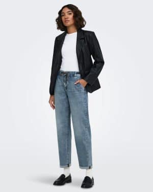 Jean droit longueur cheville taille haute Anni – Bleu moyen – Only