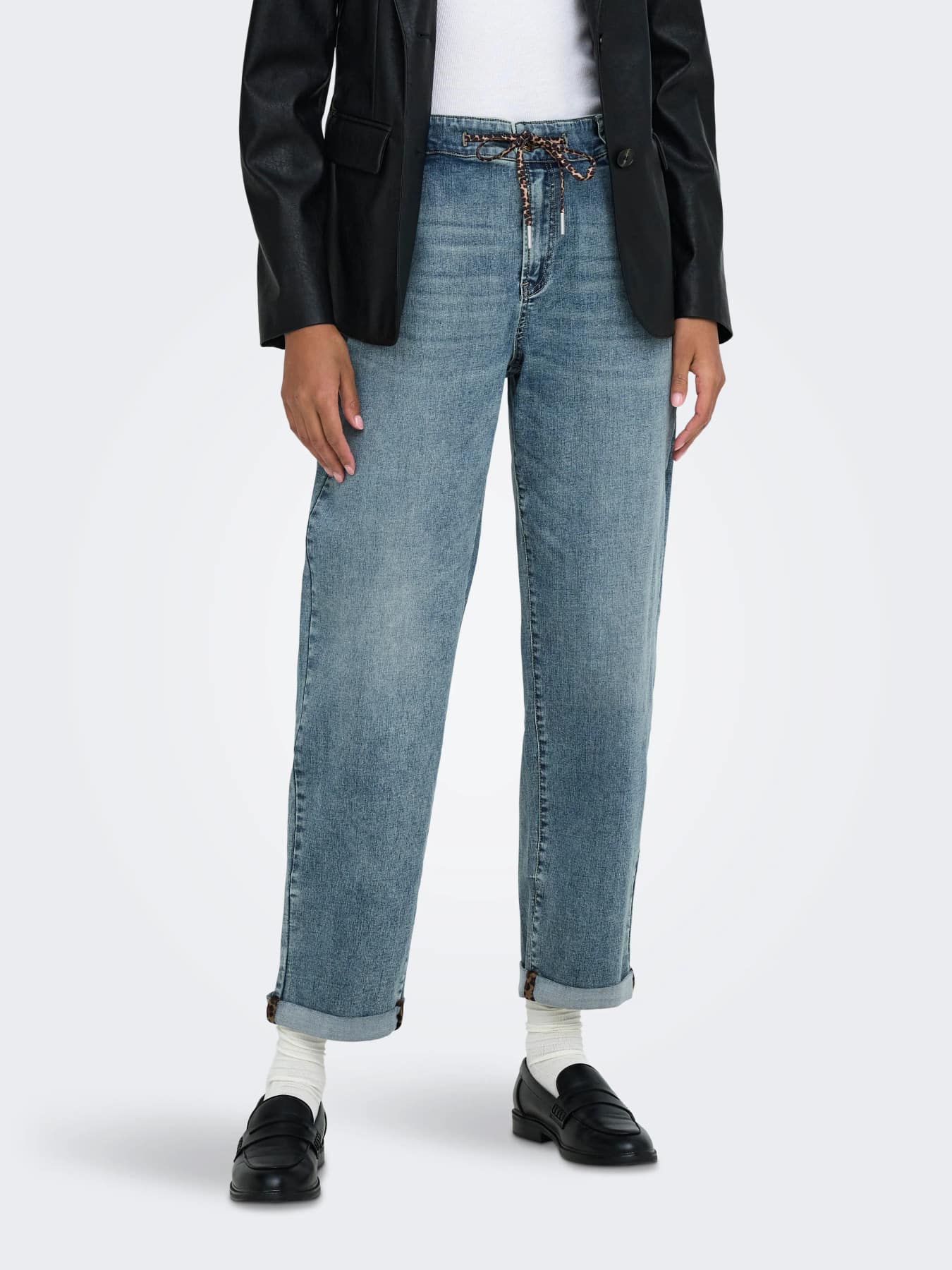Jean droit longueur cheville taille haute Anni – Bleu moyen – Only – Image 3