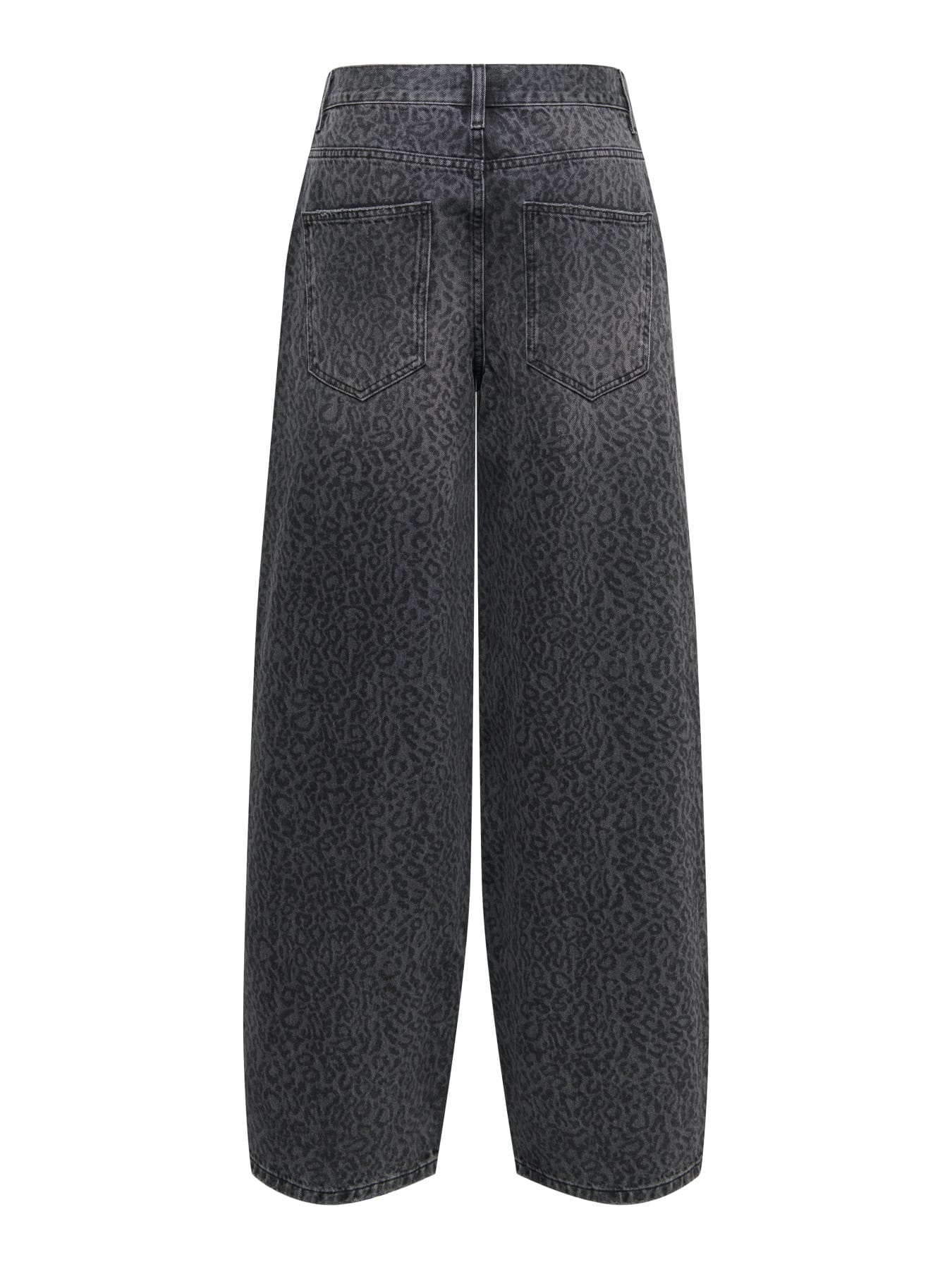 Jean barrel taille haute Taylor – Gris imprimé léopard – Only – Image 2