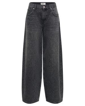 Jean barrel taille haute Taylor – Gris imprimé léopard – Only