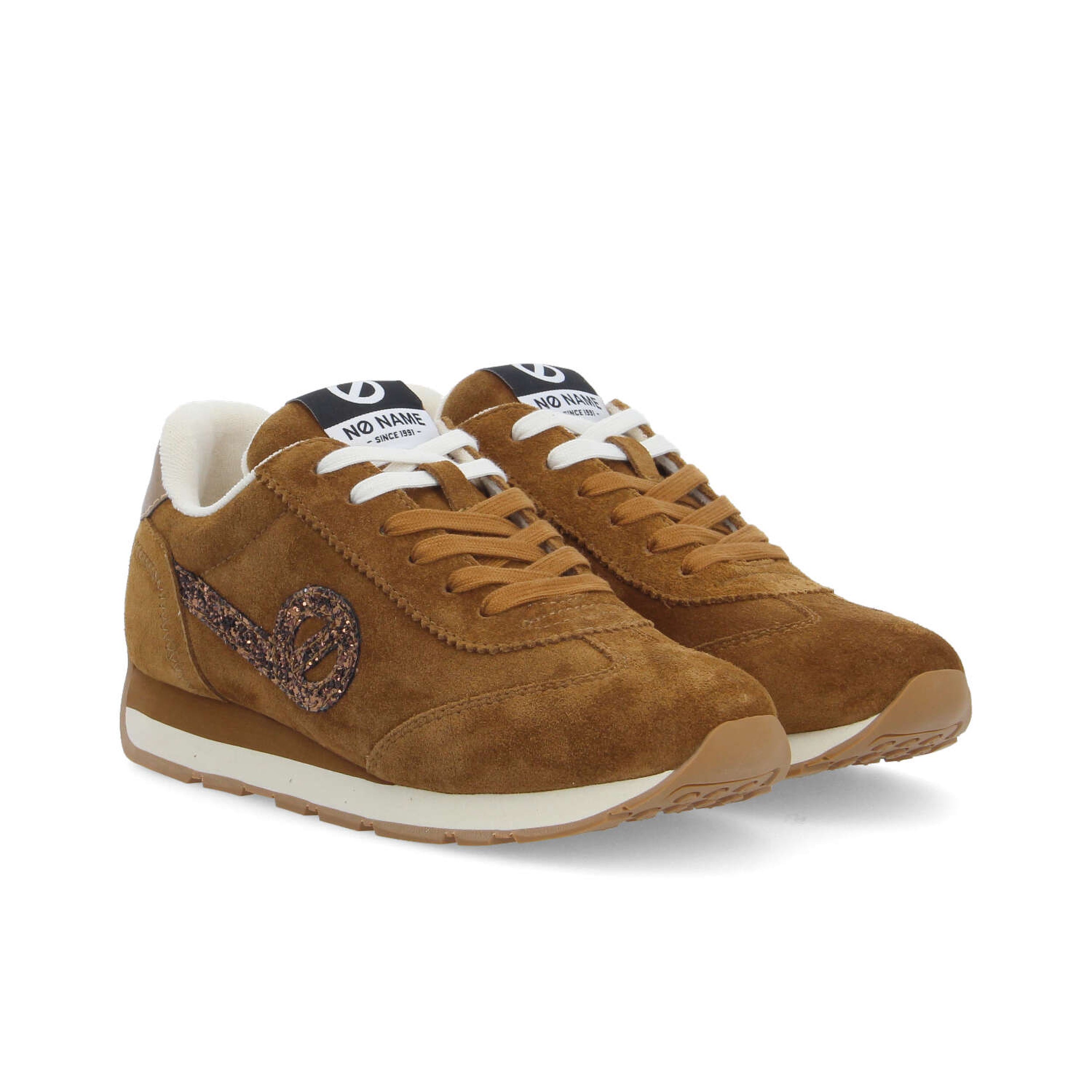 City run jogger en suédé glitter camel - Camel bronze - No Name – Image 2