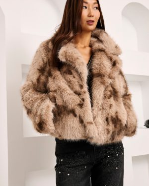 Manteau court en fausse fourrure - Caramel - Nekane