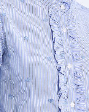 Chemise en popeline col victorien – Bleu – Lili Sidonio