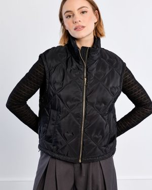 Doudoune sans manches crop – Noir – Lili Sidonio