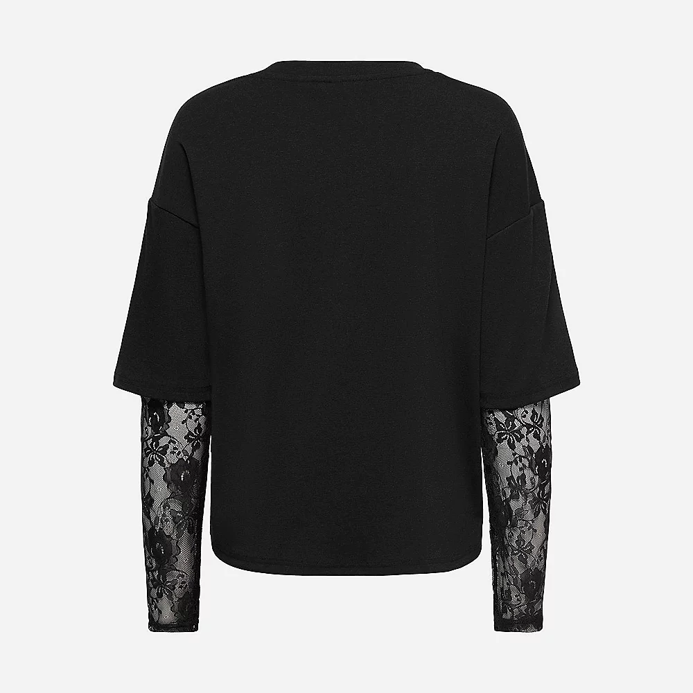 Top manches longues en dentelle Tahlia – Noir – Only – Image 3