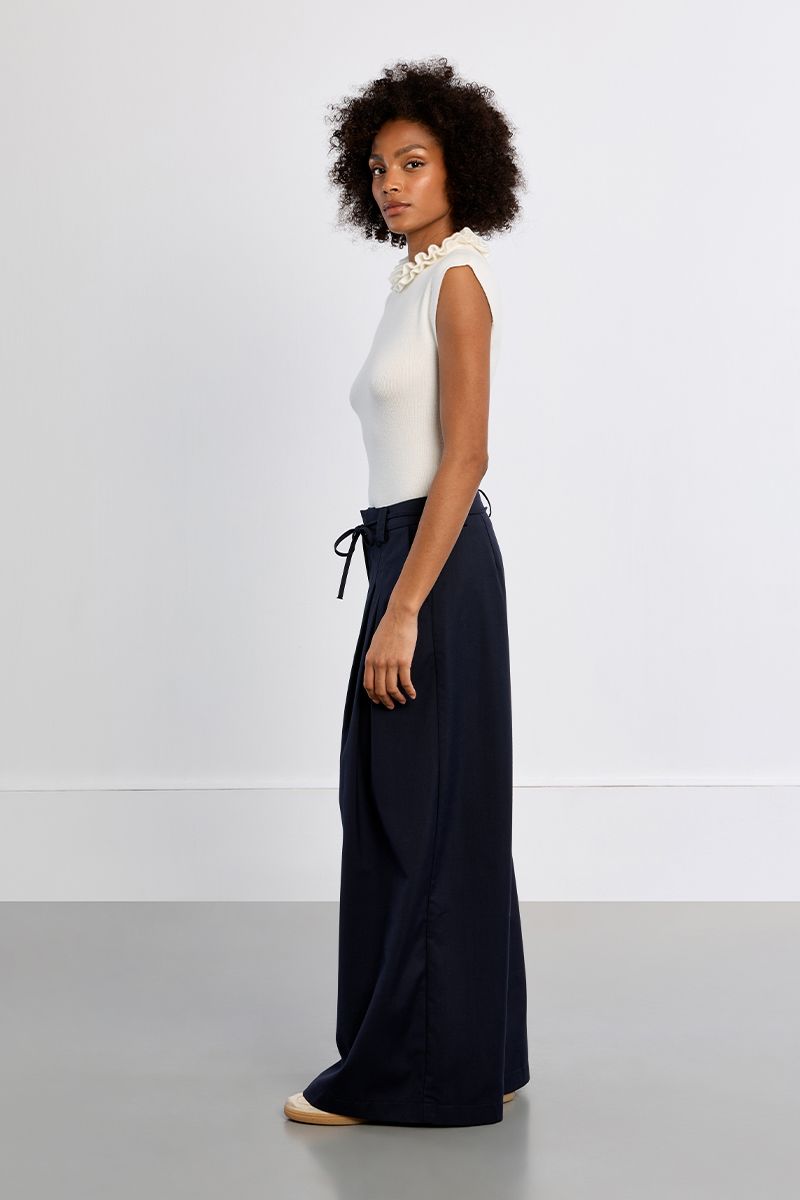 Pantalon baggy à pinces – Bleu marine – Lili Sidonio – Image 3
