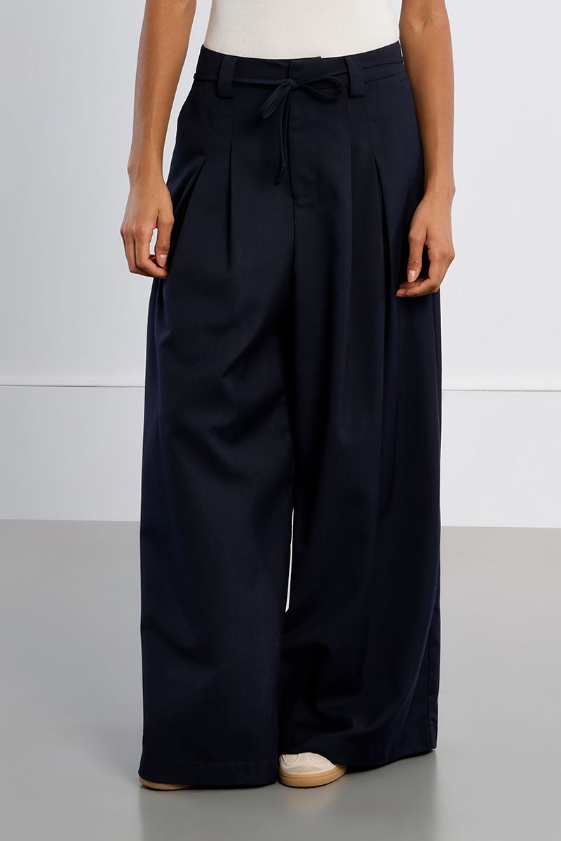Pantalon baggy à pinces – Bleu marine – Lili Sidonio – Image 4
