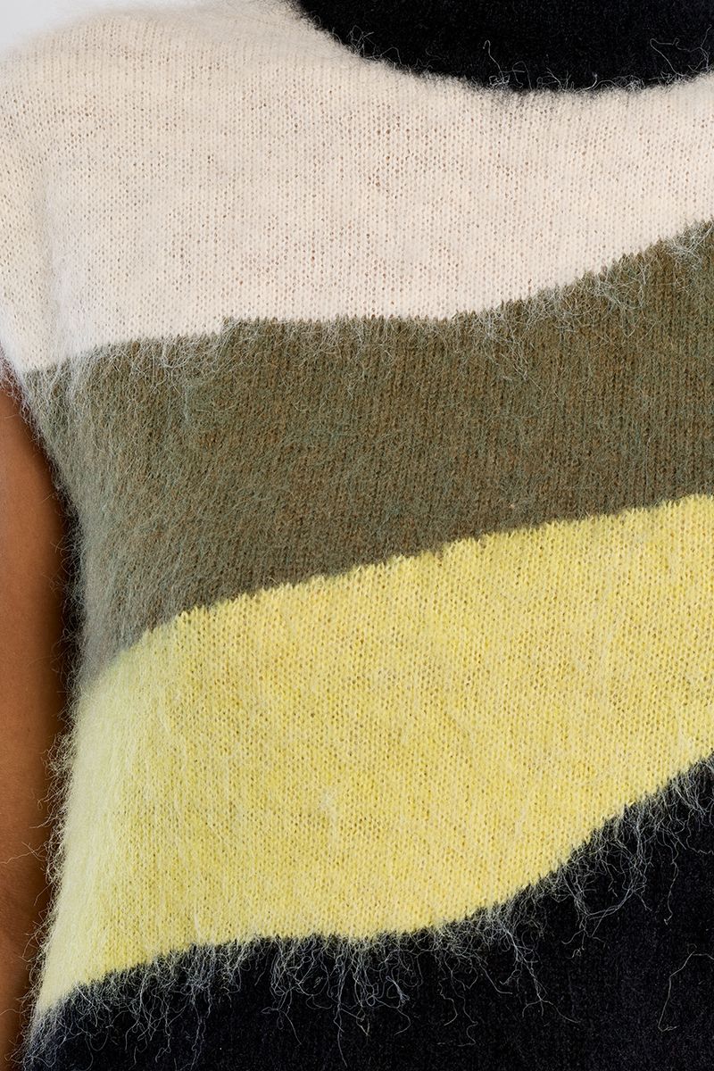 Pull sans manches col roulé tie & dye – Vert citron – Lili Sidonio – Image 2
