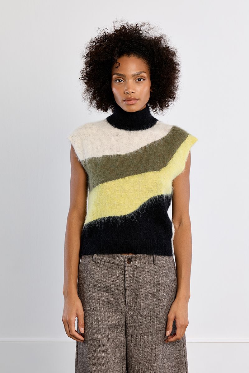 Pull sans manches col roulé tie & dye – Vert citron – Lili Sidonio – Image 4