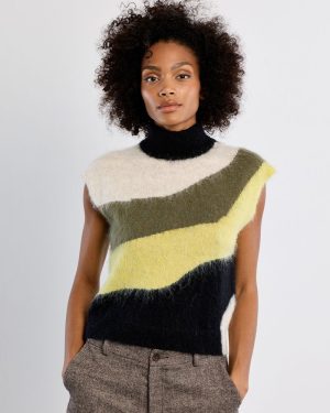 Pull sans manches col roulé tie & dye – Vert citron – Lili Sidonio