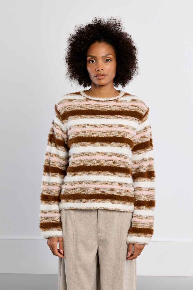 Pull rayé duveteux oversize – Multicolore – Lili Sidonio – Image 4