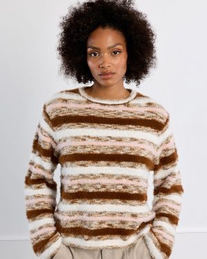 Pull rayé duveteux oversize – Multicolore – Lili Sidonio