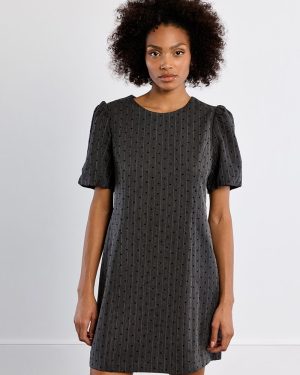 Robe courte rayée à cœurs – Gris foncé – Lili Sidonio