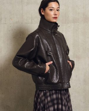 Veste oversize en similicuir – Chocolat – Lili Sidonio